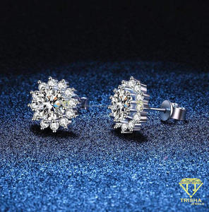 Pendientes de tuerca rosas de primera calidad cultivados en laboratorio, diseño de halo redondo, chapados en plata 925, joyería fina, regalo nupcial para boda - Product Image 5