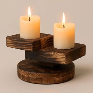Hand-Carved Wooden Pillar <b>Candle</b> <b>Holder</b> Wooden <b>Star</b> <b>Candle</b> Stand Home Decoration Christmas Gift Natural Finish <b>Candle</b> Stand - Product Image 4
