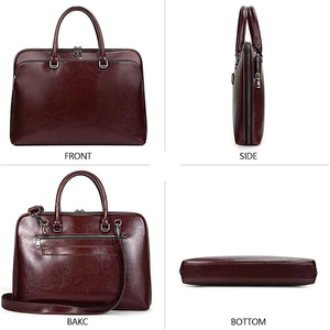 Sac à main en cuir véritable de créateur, grand format, robuste, bandoulière, mallette pour ordinateur portable, pour hommes et femmes, logo personnalisé, OEM, café, affaires - Product Image 2