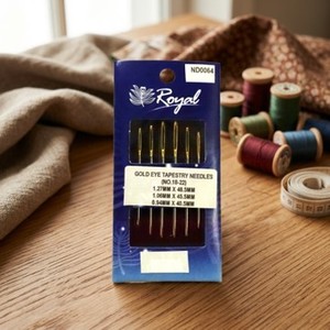 ND0064 Tapestry Needles | Royal Gold Eye Tapestry Needles Size 24 0.76mm x 37mm Hand <b>Sewing</b> Needle <b>Set</b> - Product Image 1