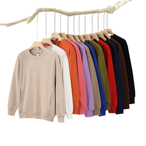 400GSM French Terry <b>Plain</b> <b>Sweatshirt</b> Custom Embroidered Logo Men Oversize Crewneck Cotton <b>Sweatshirt</b> - Product Image 1
