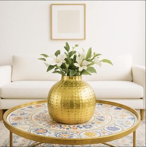 Premium Gold Decorative <b>Vase</b> <b>Set</b> Contemporary Metal Flower Holder for Luxury Living Room Tabletop Home Styling - Product Image 4