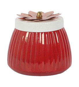 Ensemble de pots de rangement en métal à fleurs rouges, élégants récipients hermétiques avec couvercles décoratifs, parfaits pour le thé, le sucre, les épices, la décoration de la cuisine - Product Image 5