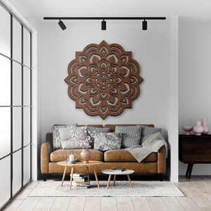 Modern Wooden Mandala Wall Art | Laser Cut Boho Farmhouse Wall Decor | Geometric <b>Rustic</b> <b>Wood</b> Wall Hanging for Living Room Home - Product Image 3