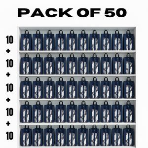 กระเป๋าใส่รองเท้าแบบยูนิเซ็กส์ แพ็ค 50 ชิ้น สีฟ้า พร้อมซิปหน้าต่างใส ทำความสะอาดง่าย สำหรับรองเท้าผ้าใบ รองเท้ากีฬา รองเท้าออกกำลังกาย - Product Image 1