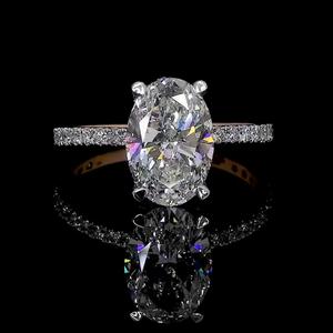 Anillo de oro rosa macizo de 14 quilates con diamante cultivado en laboratorio de 4.00 quilates, corte ovalado, color F, pureza VVS2, para boda y compromiso, regalo para mujeres y chicas. - Product Image 1