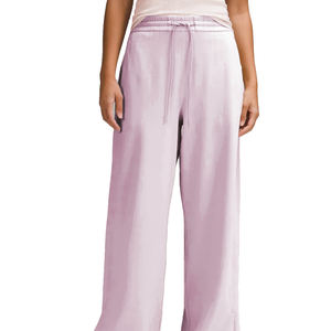 Pantalon en éponge française taille haute pour femme pleine longueur avec poches et taille réglable - Product Image 5