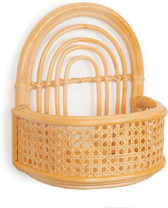 Exquisite Handwoven Rattan Rainbow Wall Basket <b>Shelve</b> Top Selected Essentials <b>for</b> Bathroom & Living Room - Product Image 3