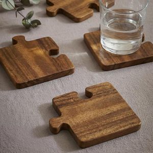 Posavasos de Madera con Forma de Rompecabezas, Posavasos de Madera Natural para Bebidas, Aislantes, Resistentes al Calor, Protectores de Mesa para Tazas de Café - Product Image 6