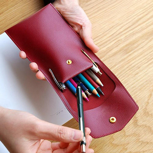 Pochette Organisateur Personnalisée en Cuir Véritable pour Stylos et Crayons - Product Image 5
