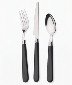 Minimalist Flatware Set Stainless Steel <b>Cutlery</b> With <b>Black</b> Handles Dishwasher Safe For Catering Use - Product Image 1