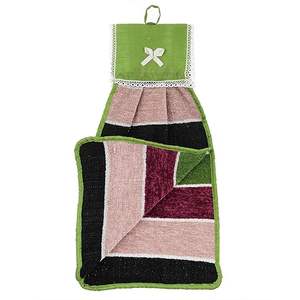 Toalla de algodón para colgar en el lavabo, servilleta, toalla de mano para cocina y baño, multicolor, 2 piezas, verde-rosa, 44 cm de largo x 24 cm de ancho - Product Image 6