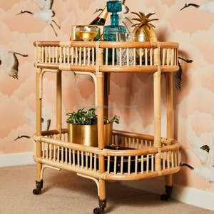 Chariot de stockage décoratif fait à la main en gros Chariot en rotin écologique durable Vietnam léger et durable - Product Image 6