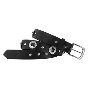 Cinturón de Cuero Vacuno Genuino Personalizado con Conchos Negros Estilo Western para Hombre, Cinturón Casual Vintage con Hebilla de Pin, Fabricante OEM ODM - Product Image 4