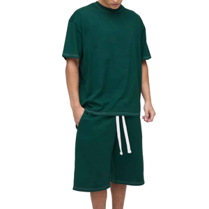 Men's Custom High Quality Cotton/Polyester Casual Plaid Hooded Jersey Shorts T-Shirt <b>Twin</b> <b>Set</b> Winter 2-Piece Quick Dry - Product Image 4