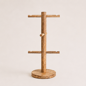 Wholesale Wooden Mug <b>Tree</b> <b>Stand</b> 6-Hook Space Saving Coffee Cup Holder With Stable Base Modern Rustic Kitchen Countertop On Sale - Product Image 3