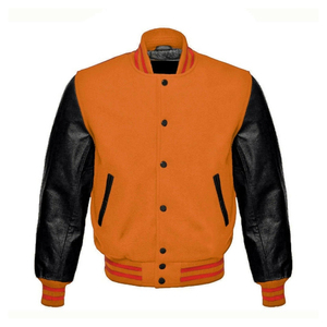 Chaqueta Varsity con Mangas de Cuero, Nueva, de Alta Calidad, Hecha a Medida, Cierre Triple, Cuello Alto, para Invierno - Product Image 3