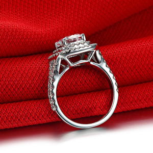 Bague Halo en Moissanite Diamant, Argent 925, Pierre Jaune et Blanche Taille Coussin, Bague de Fiançailles et de Mariage, Bijoux de Luxe pour Femme - Product Image 5