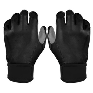 Guantes de Bateo de Cuero Negro con Palma Acolchada y Cierre de Gancho y Bucle para Entrenamiento, Unisex, Adulto - Product Image 1