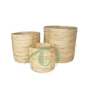 Panier artisanal 100% naturel en jonc de mer et fil de jute, fait main par des femmes, taille ronde, fournisseur du Bangladesh. - Product Image 3