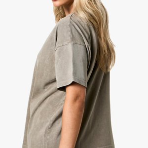 Camiseta Casual Oversize de Alta Calidad para Mujer, Venta al por Mayor, Personalizada, de Algodón, Tejido de Felpa, Antiarrugas, Transpirable, Manga Corta, Deportiva - Product Image 2