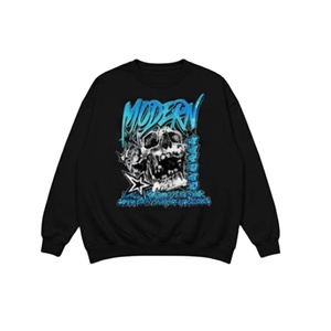 Moderno Vintage pantalla impresa calavera gráfico otoño ODM sudadera única Streetwear diseño 100% algodón Unisex para hombres y mujeres - Product Image 2