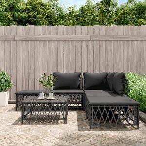 Set Lounge da Giardino Antracite con Struttura in Acciaio, 4 Posti, Resistente alle Intemperie, Arredamento da Esterno dal Design Contemporaneo - Product Image 1