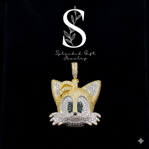 Pendentif Hip Hop Iced Out en Moissanite Renard Cartoon, en Argent 925 Plaqué Or, avec Diamants, pour Hommes et Femmes - Product Image 1