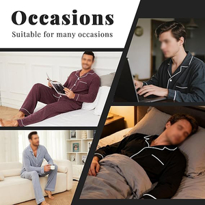 Breathable Fabric <b>Men</b> Night Suit Short Sleeve Crew Neck Shorts <b>Set</b> Elastic Waist Soft Lightweight Summer <b>Pajamas</b> Home - Product Image 5