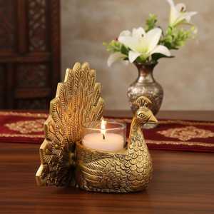 Iron Peacock <b>Tealight</b> <b>Holder</b> | Handmade Indian Home Decor Christmas & Easter Table Centerpiece - Product Image 4
