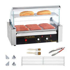 Macchina per Grigliare Salsicce in Acciaio Inox con Capacità per 18 Hot Dog, Doppio Controllo della Temperatura e Coperchio in Vetro (1050W) - Product Image 1