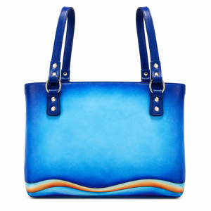 Bolso Tote de Lujo Vintage de Cuero Genuino Pintado a Mano con Diseño de Peces del Océano para Mujer, Bolso de Hombro Personalizado para Compras - Product Image 3