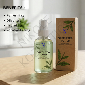 Tonique liquide sans alcool au thé vert avec panthénol pour peaux grasses et sensibles, hydratant, minimisant les pores, apaisant, tonique facial - Product Image 3