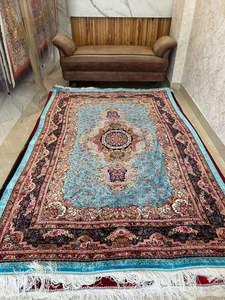 Premium Artisan Hand Knotted Silk Carpet Modern Designer Washable <b>Non</b> <b>Slip</b> Custom Pattern Area <b>Rug</b> 2-3mm Thick Foldable Backing - Product Image 3