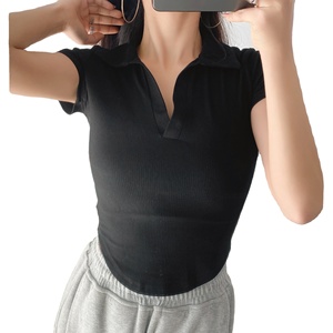 Polos à manches courtes, polos de golf, hauts courts, couleur unie, polos pour femmes, poids lourd, polos pour femmes - Product Image 3