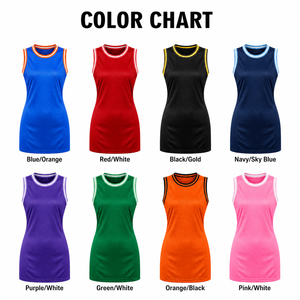 Vestido de Baloncesto Personalizado para Mujer, Azul, Malla, Sin Mangas, Número 24, Estampado en la Espalda, Ajustado, Transpirable - Product Image 4