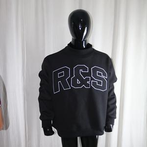 Sudadera R&S Mock Neck 450 GSM con nombre personalizado, bordado en aplique, corte holgado, 100% algodón, felpa francesa. - Product Image 4