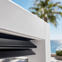 Pergola rectangulaire motorisée en aluminium à toit rétractable, lamelles LED électriques pliables, personnalisable, pour jardin naturel, 3x4m