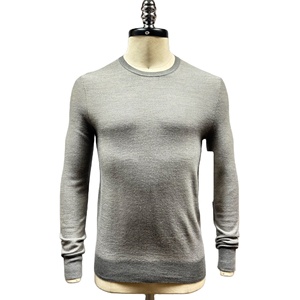 Pull 100% coton de haute qualité pour hommes OEM coupe régulière manches longues pull à col rond automne décontracté solide mince tricots - Product Image 1