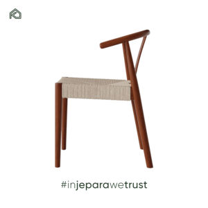 Silla de Comedor Moderna de Madera de Teca Sólida Sungkai, con Reposabrazos Curvos, Estilo Escandinavo Nórdico, Ecológica, Duradera, con Acolchado Suave - Product Image 3