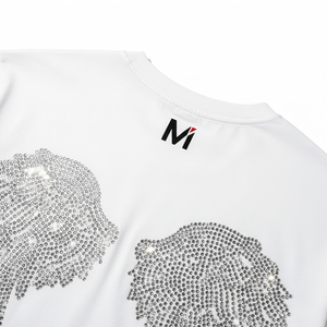 T-shirt imprimé surdimensionné avec strass pour homme, logo personnalisé, coton épais, streetwear, hip-hop, Y2K, t-shirt graphique - Product Image 5