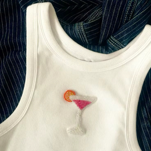 Expédition rapide - En stock - Hauts décontractés d'été - Coupe ajustée - Taille élastique - Broderie en maille - Perles - Coton non tissé - Respirant - Product Image 1