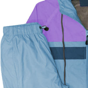 Ensemble de survêtement unisexe léger en polyester/nylon, à capuche, imprimé délavé, color block violet et bleu, manches longues, avec cordon de serrage - Product Image 5