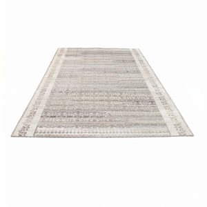 DECORDEC Tapis moderne en laine tuftée à la main, motif géométrique vieilli, bleu clair ivoire, à poils moyens, antidérapant, écologique et épais - Product Image 2