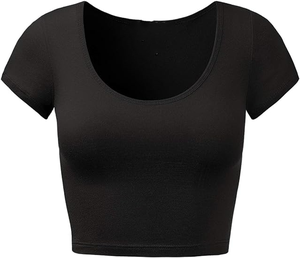 T-shirt court en coton tricoté pour femme, vente en gros, élégant, à manches courtes, mode estivale, décontracté, tendance, streetwear pour femme, logo personnalisé - Product Image 4