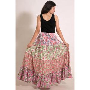 Falda Maxi Bohemia de Algodón, Hecha a Mano, con Estampado de Patchwork, Falda Larga, Moda Hippie India - Product Image 5