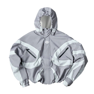 Premium <b>Red</b> Reflective Panel Windbreaker Custom <b>jacket</b> for men Softshell Hiking Oversized Tactical Nylon Polyester Windbreaker - Product Image 5