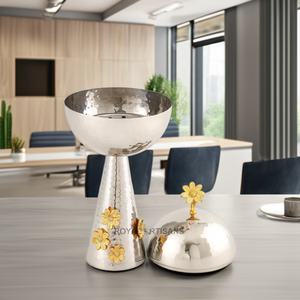 Quemador Bakhoor de acero inoxidable hecho a mano para la decoración de la Mesa del hogar Ramadán Mubkhar Quemador Bakhoor de metal aromático con tapa - Product Image 4