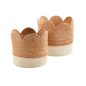Panier de rangement en jonc de mer écologique à bord festonné, tailles personnalisables, artisanat vietnamien Viettimecraft pour la vente en gros - Product Image 3