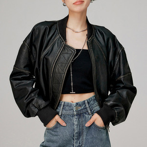 Chaqueta de Cuero Vacuno para Mujer al por Mayor, Transpirable, con Logotipo Personalizado, Chaqueta de Motociclista de Cuero Genuino, Ropa Exterior Vintage para Motocicleta, de Fábrica - Product Image 5